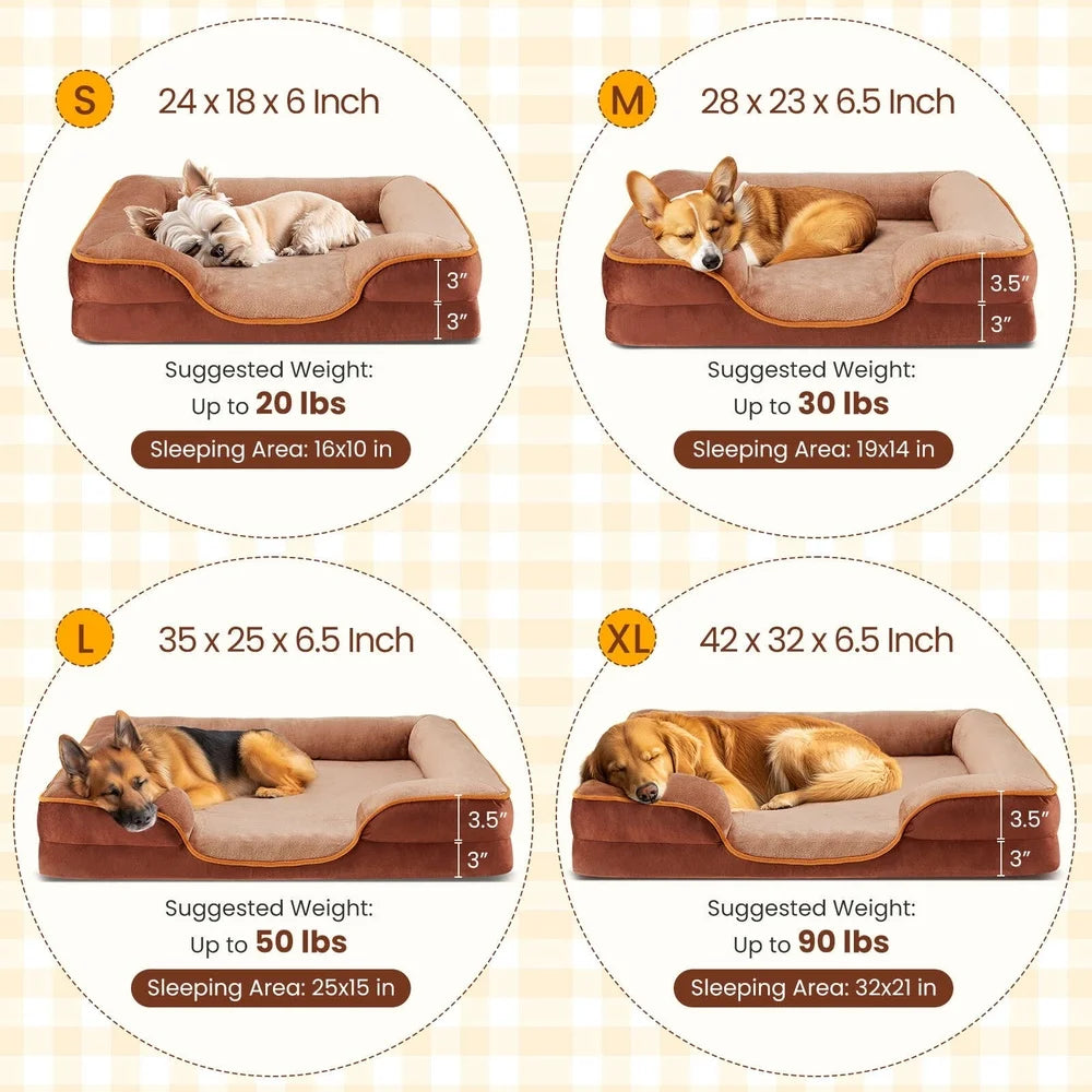 Memory Foam Small Dog Bed Bolstered Couch Design Waterproof