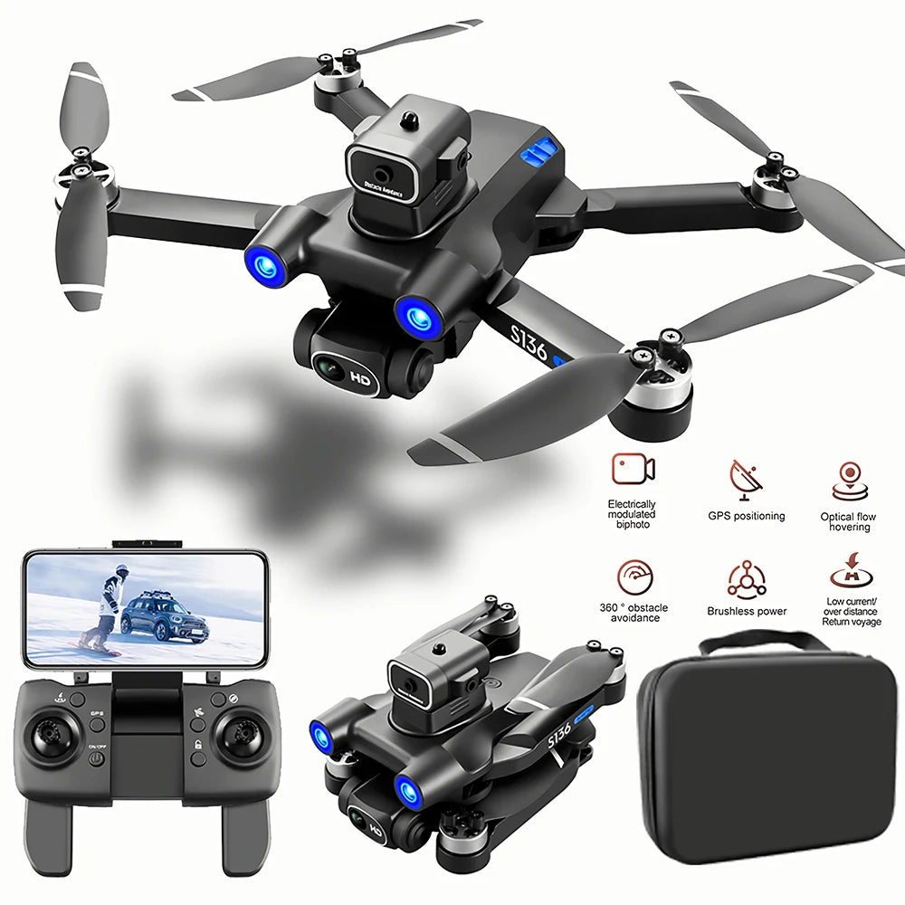 S136 8K ESC Dual Camera Aerial Photography RC Drone Spare Parts 3.7V 2000MAH Battery/Propeller/Arm/USB