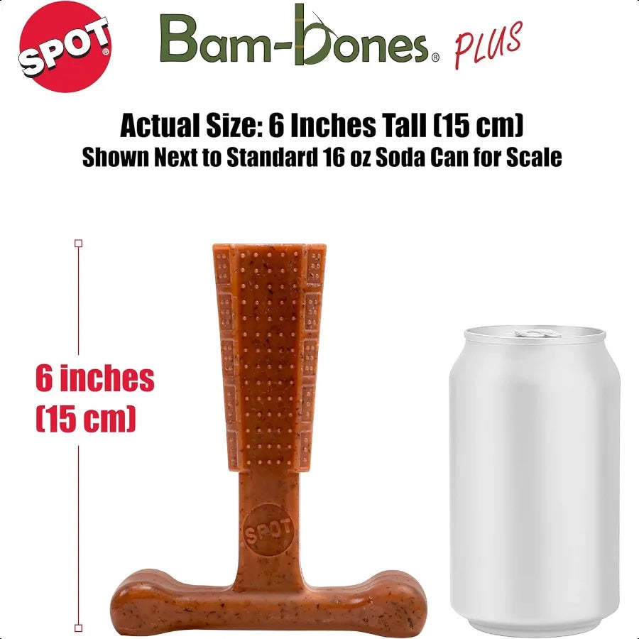 BamBones Plus TBone Bamboo Fiber Nylon Dog Chew Durable for Aggrive Chewers NonSplintering for Adult Dogs Teething Puppies Unde