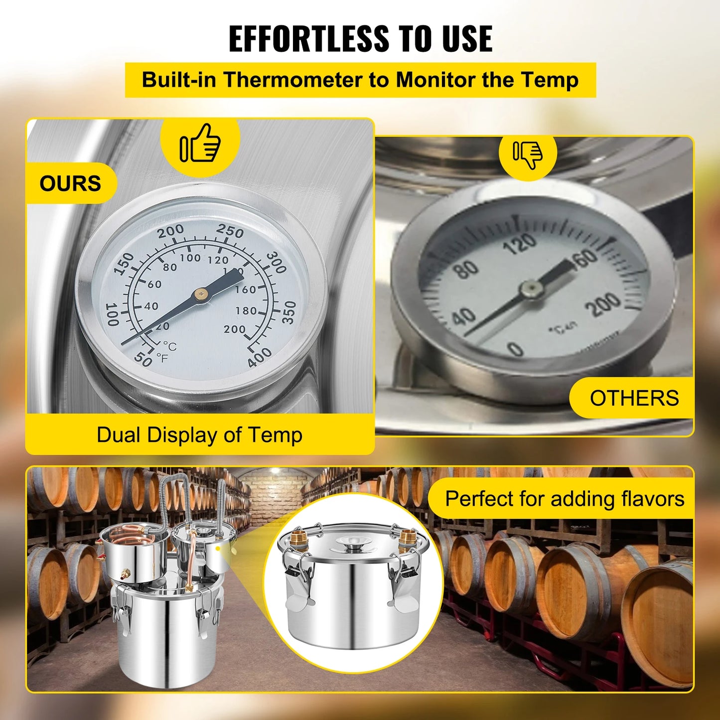 SucceBuy 50L Alcohol Water Distiller Bottle Moonshine Equipment Stainless Steel Brewing Machine for Whisky Wine Beer Dispenser