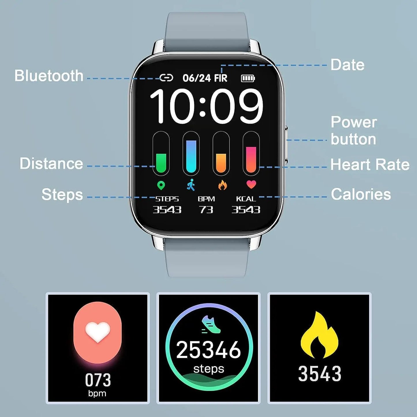 Nerunsa Smart Watch 1.69Inch Touchscreen Fitness Tracker