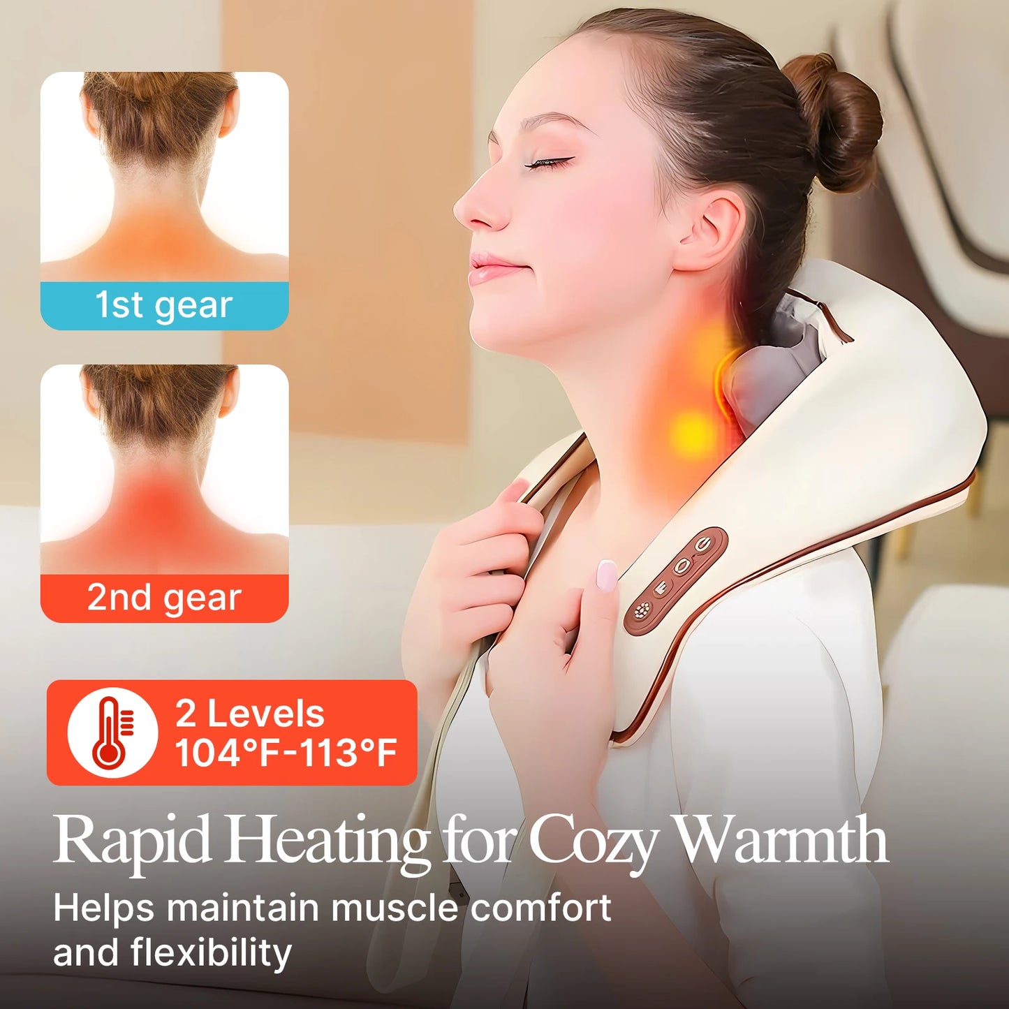 Cordless Neck and Shoulder Massager Heat for Pain Relief