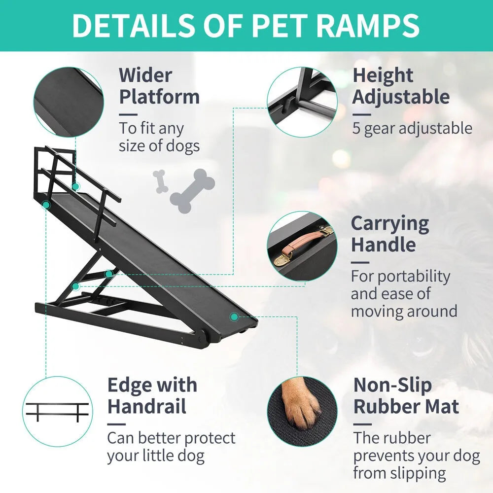 Foldable Dog Ramp For Bed Car Couch Truck Adjustable Height
