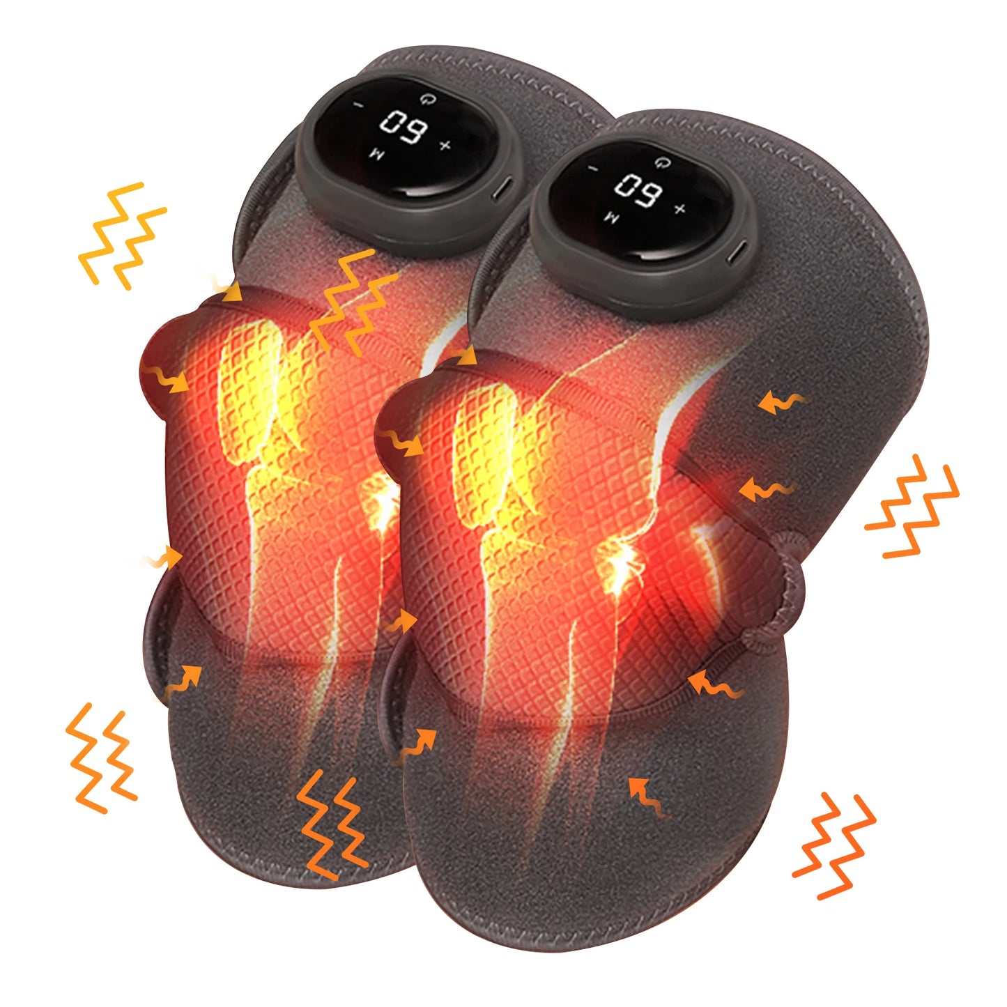 2Pcs Cordless Knee Massager Heat And Vibration Arthritis