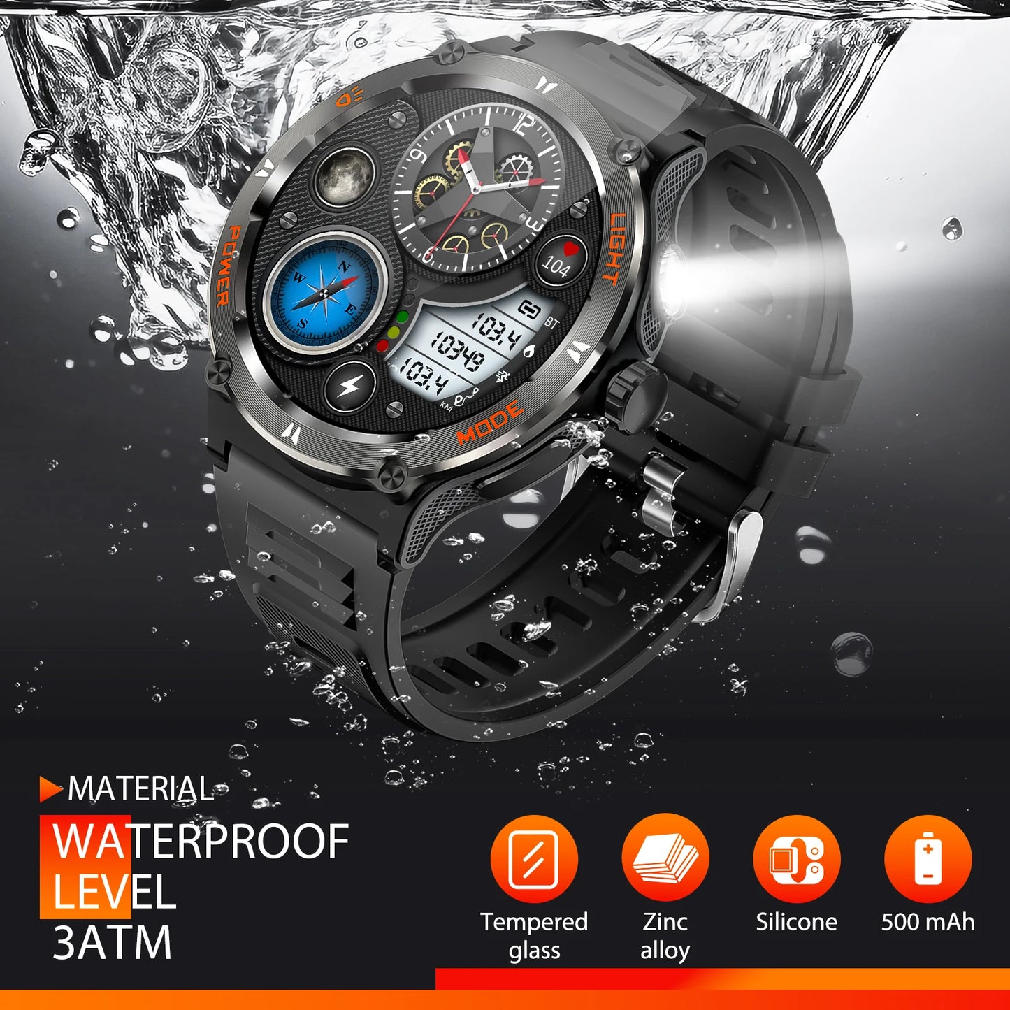 LaNikar Smart Watch 3ATM Waterproof 1.53 Inch KT76 Bluetooth