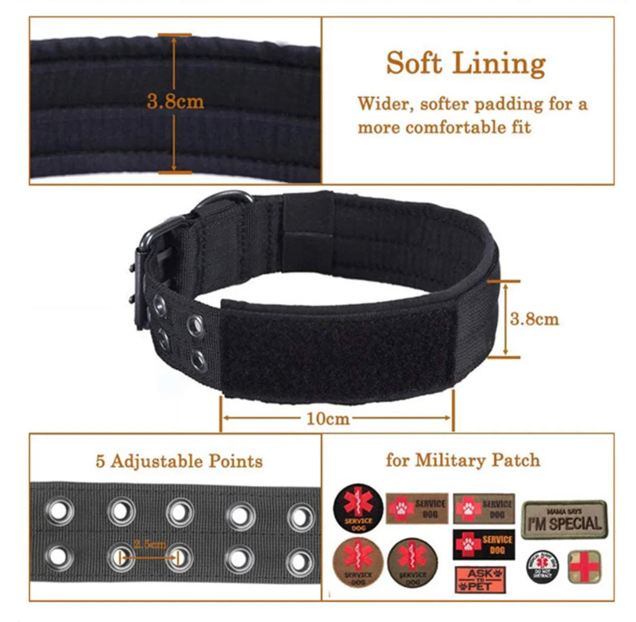 Adjustable Reflective Nylon Dog Collar Heavy Duty Tactical