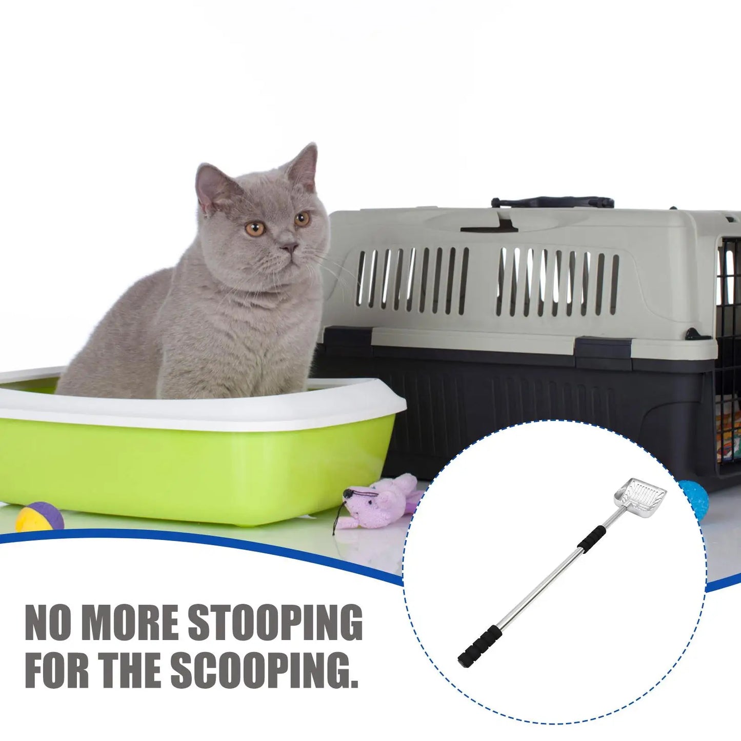 Telescoping Metal Litter Scoop Long Handle Cat Shovel Pet Cleaner Sanitary Box Tool Durable Housebreaking Supplies Pet