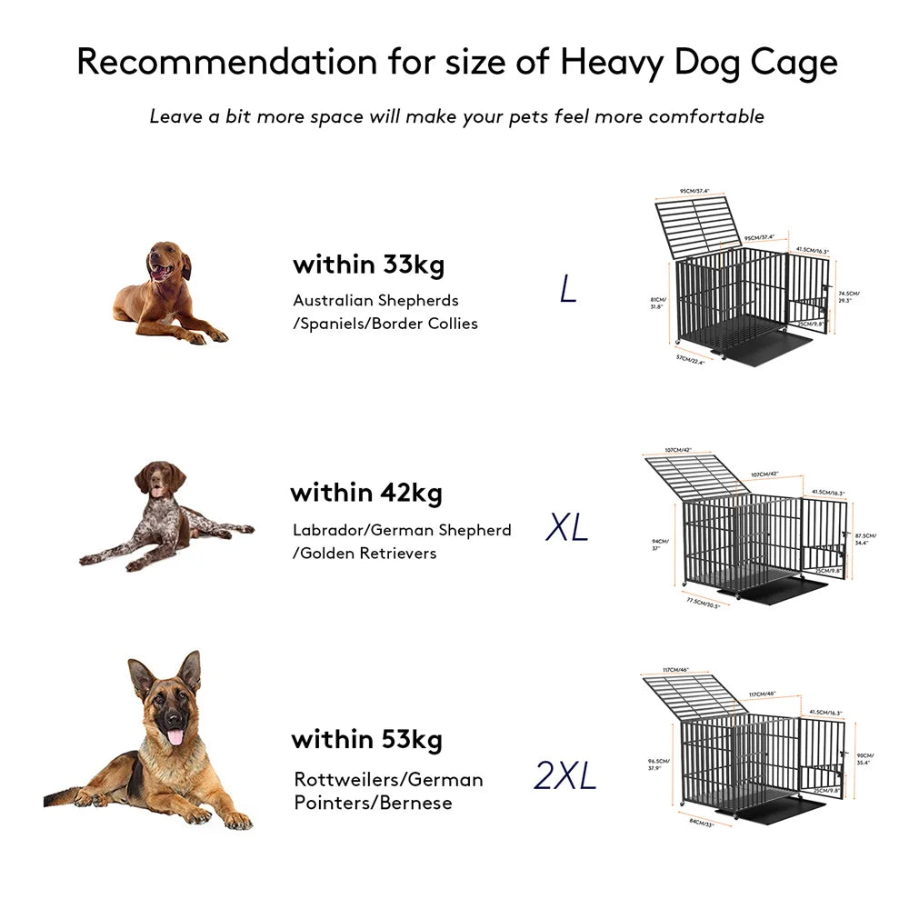 XXL Heavy Duty Dog Crate Square Tube With Lockable Wheels