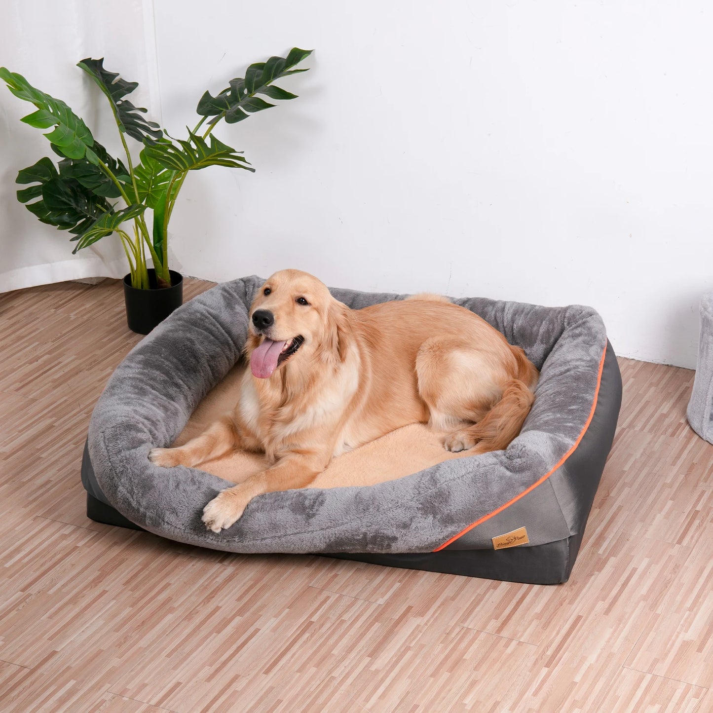 Orthopedic Dog Bed With Removable Cover And Cotton Bolster