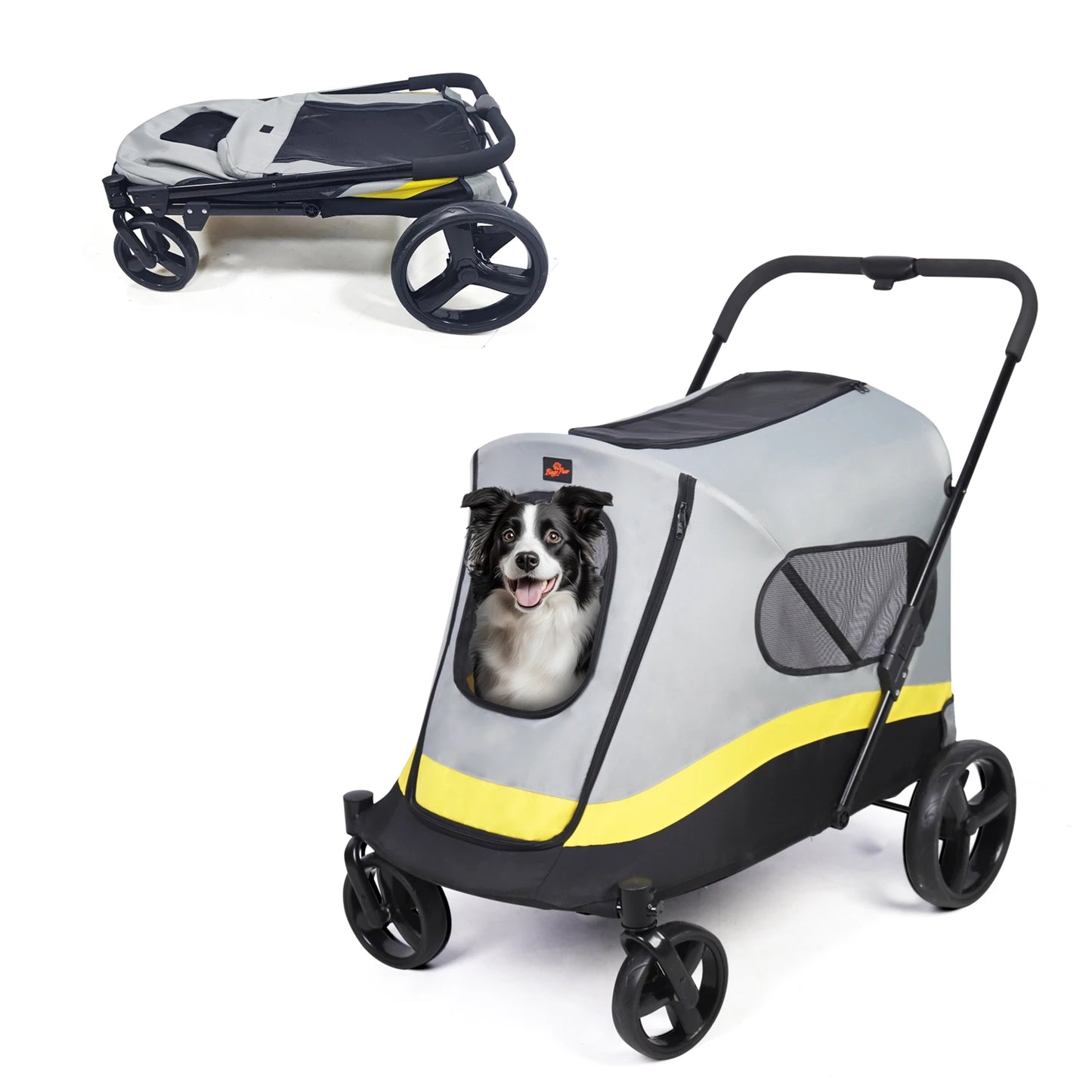 Folding Pet Stroller For Large Dogs With Universal Wheels