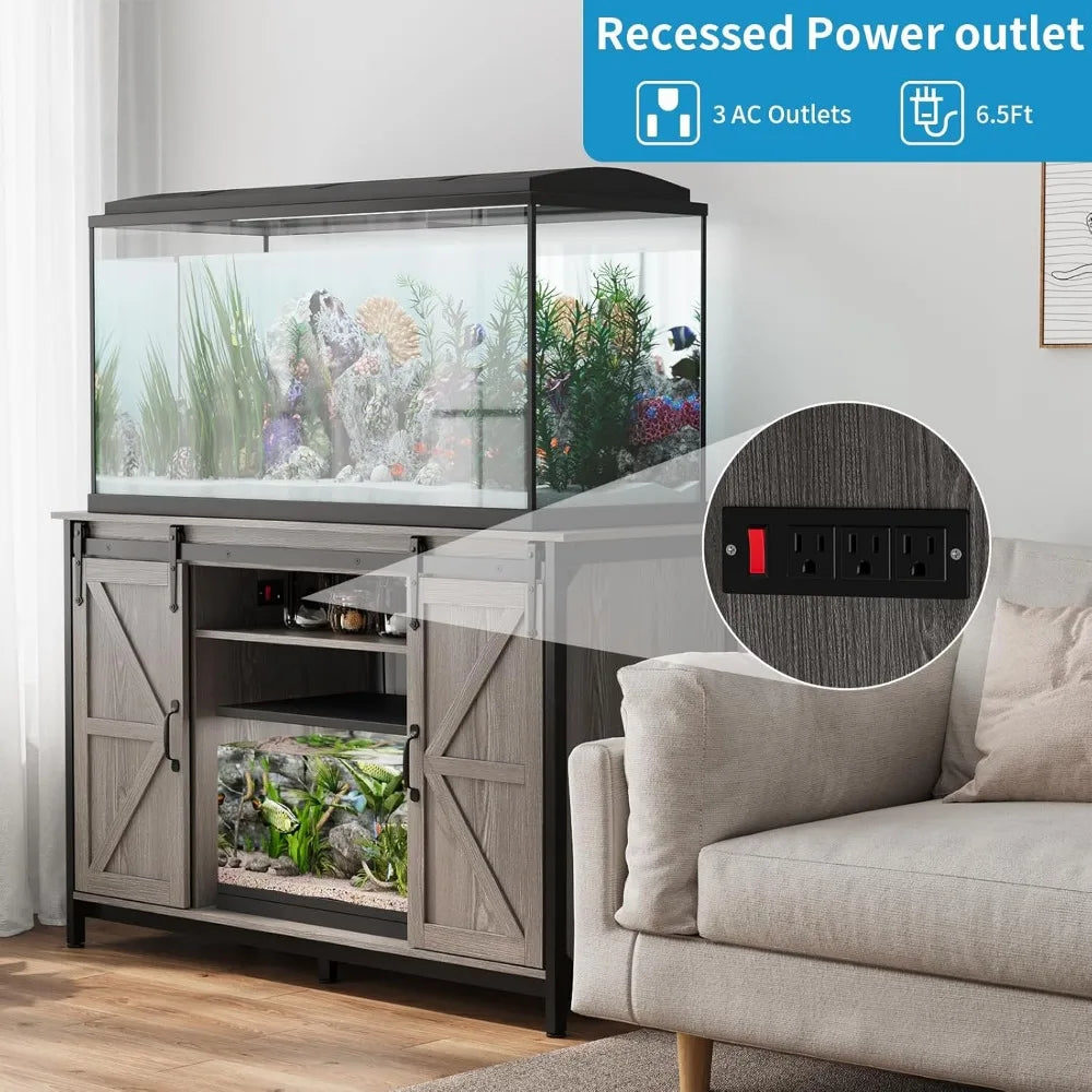 Farmhouse 55 To 75 Gallon Fish Tank Stand With Power Outlet
