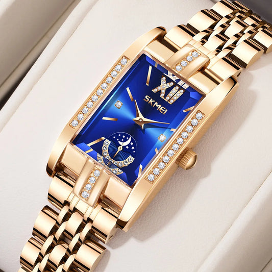Stainless Steel Date Womens Watch 30M Waterproof Timepiece