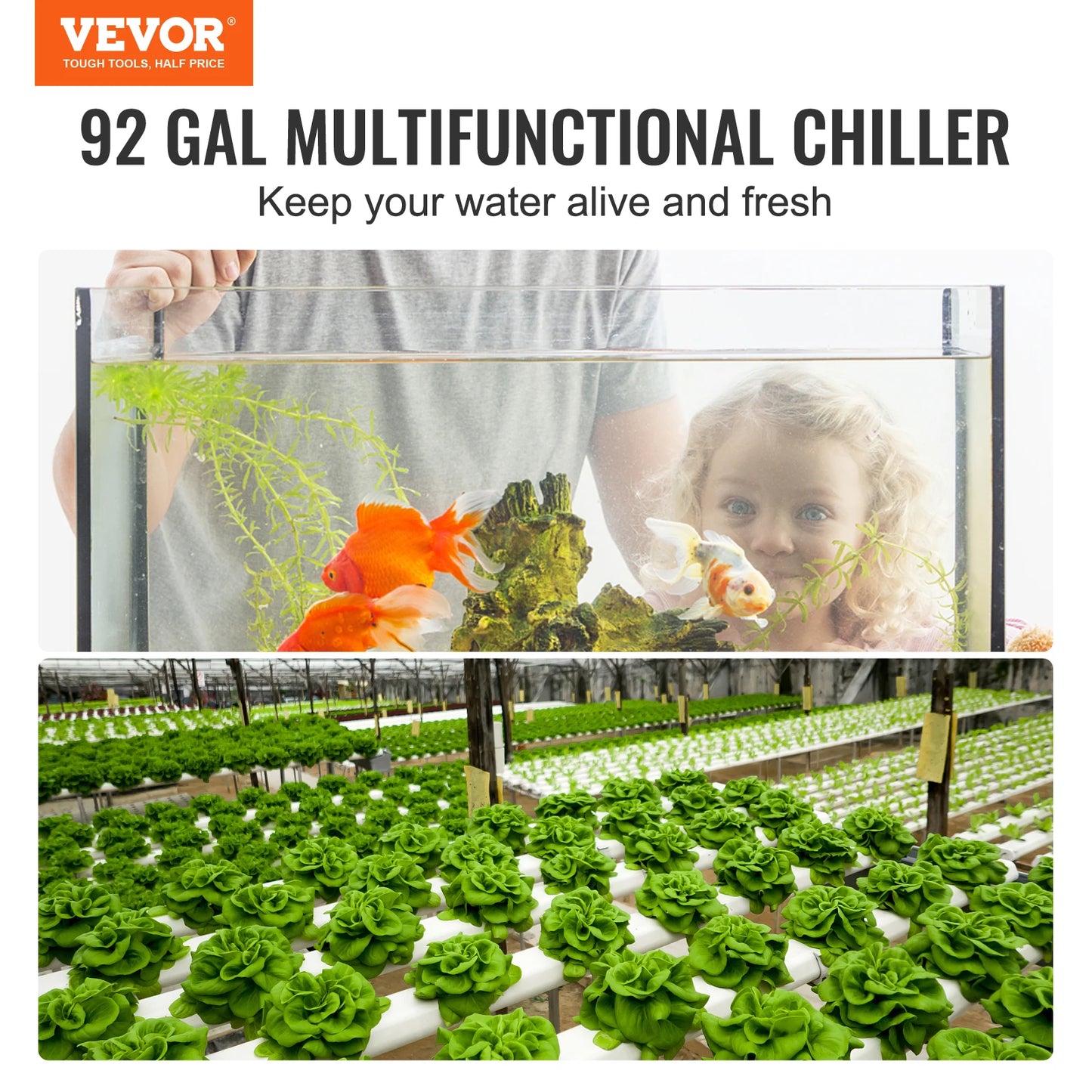 VEVOR Aquarium Chiller 1.5HP Quiet Hydroponic Chiller Unit