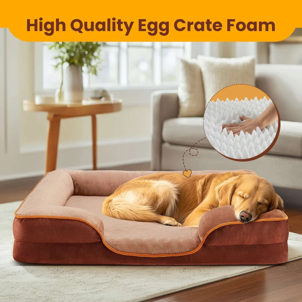 Memory Foam Small Dog Bed Bolstered Couch Design Waterproof