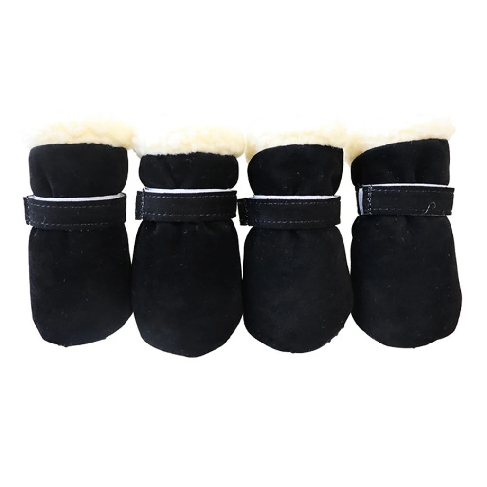 4 Pack Winter Plush Dog Boots Non Slip Soft Shoes For Pets