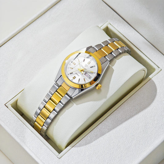 New Fashion Quartz Golden Wristwatches For Womens Luxury Stainless Steel Women Waterproof Calendar relogio masculino Clock