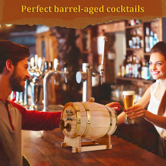 3L Engraved Whiskey Barrel with Stand Bung and Spigot Wooden Whiskey Barrel Bourbon Barrel for Whiskey Bourbon Cocktails Rum