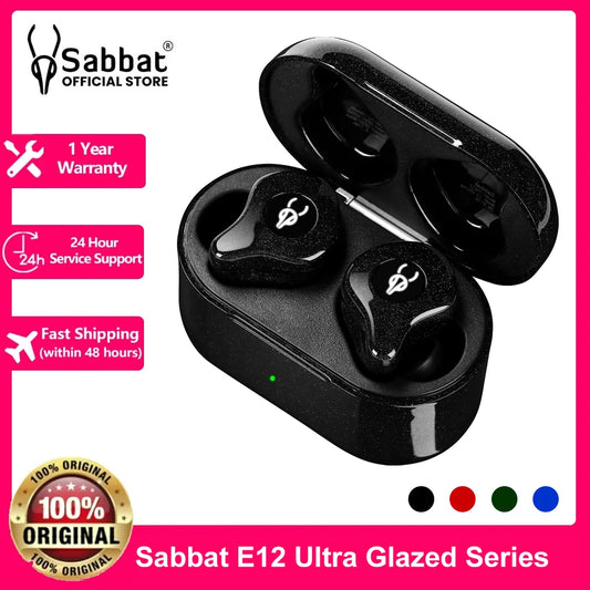 Sabbat Original E12 Ultra High Quality In Ear Bluetooth Earphones, Dual ear Wireless Gaming, Music, Sports Earphones, Apple