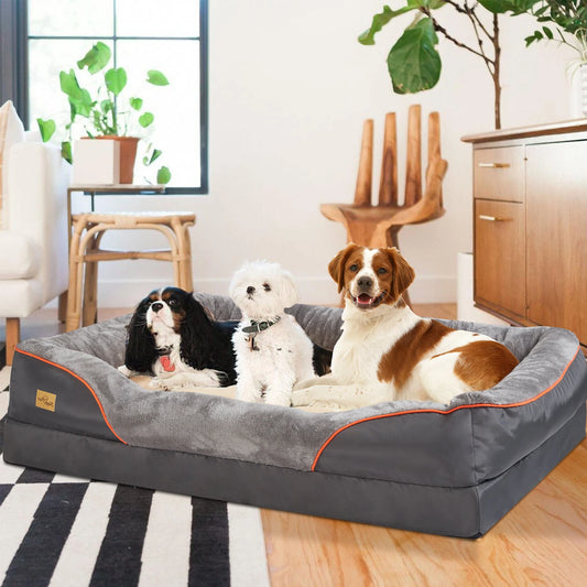 Orthopedic Dog Bed With Removable Cover And Cotton Bolster