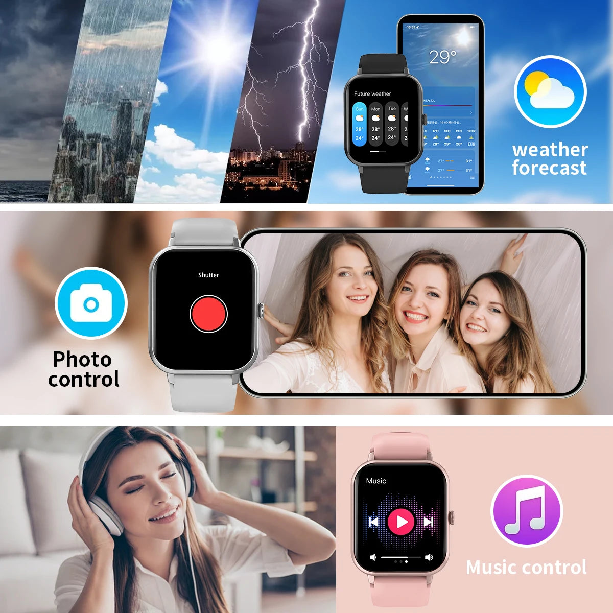 The fashionable smart watch has a full touch screen, can answer and make calls, and has message reminders and other functions. I