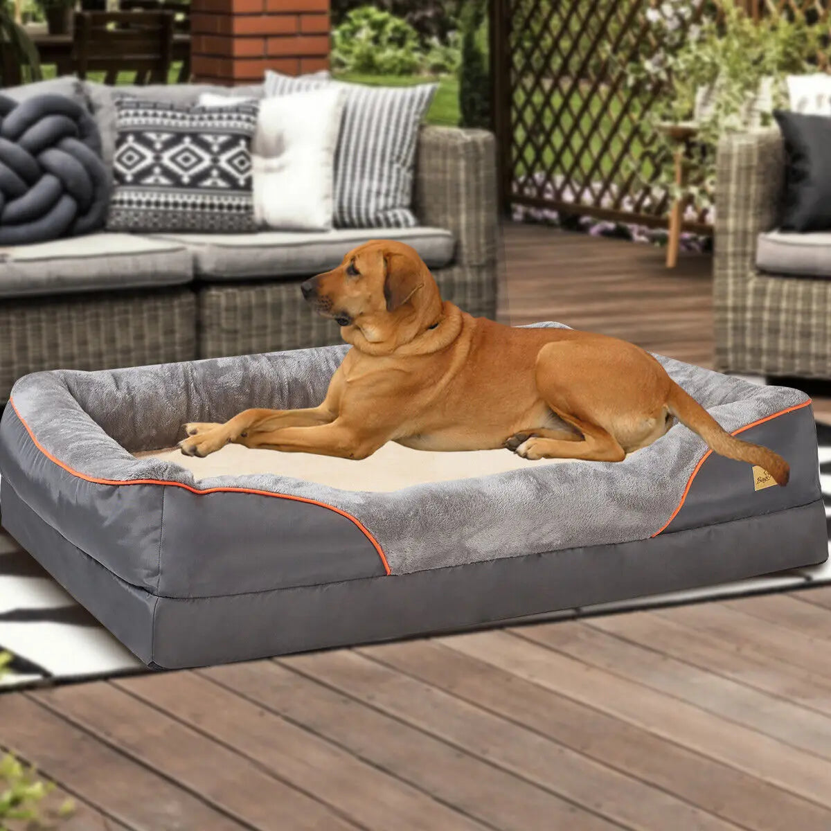 Orthopedic Dog Bed With Removable Cover And Cotton Bolster