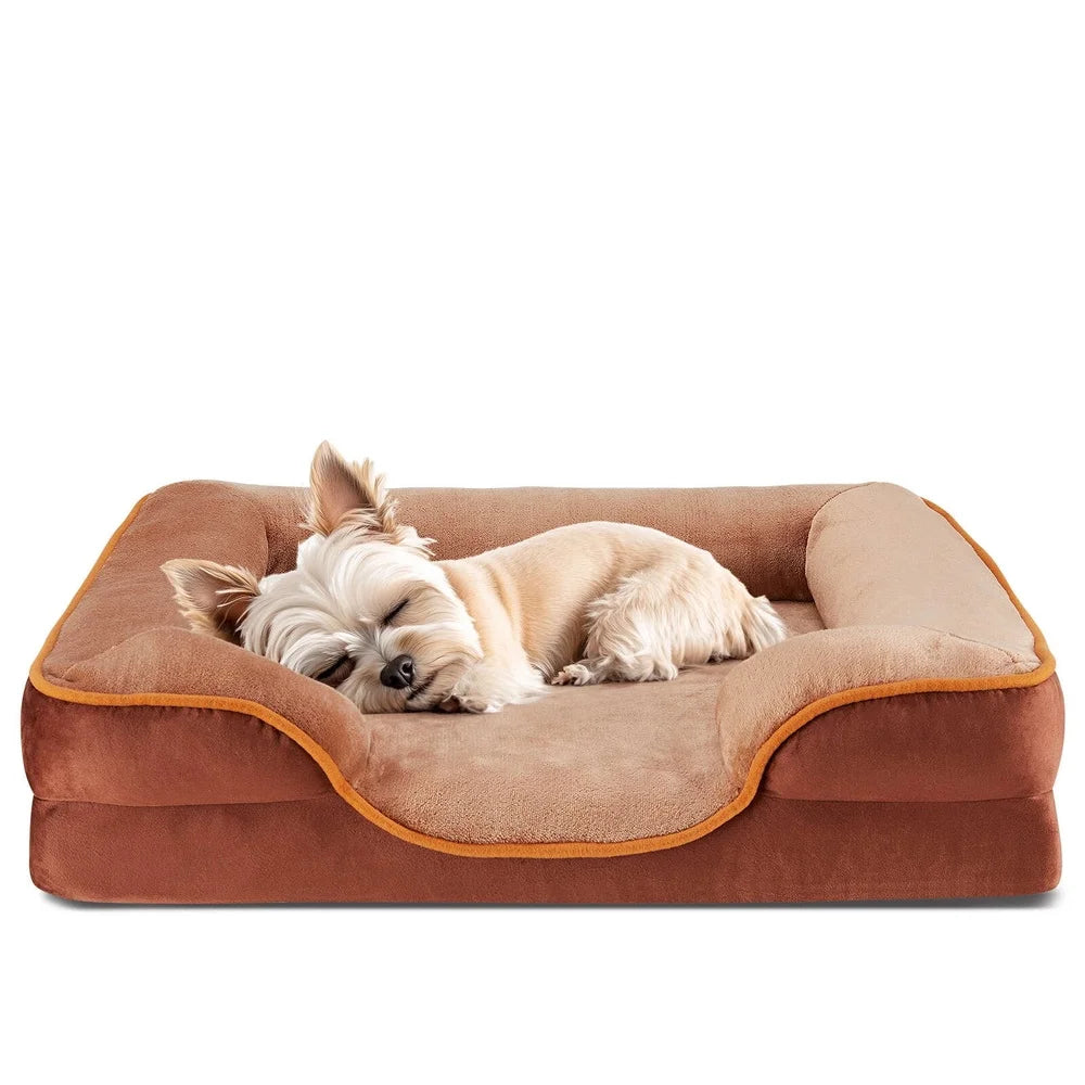 Memory Foam Small Dog Bed Bolstered Couch Design Waterproof
