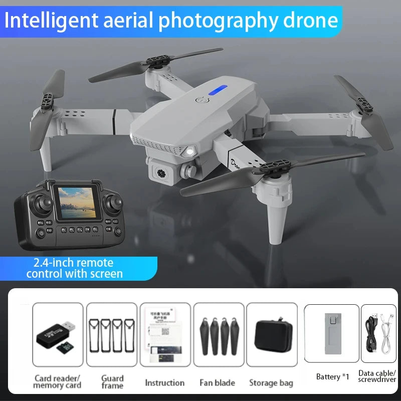 E88 Pro RC Drone 8K Professional with 1080P Wide Angle HD Camera Screen Control Foldable Helicopter WIFI FPV Height Hold