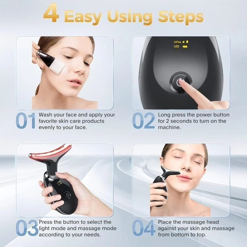 7LED Color Vibrating Neck Massager USB Charging Face Skin