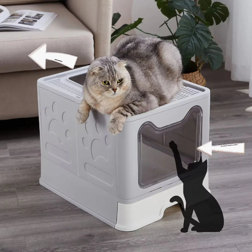 Foldable Litter Box With Drawer Design And Scooper