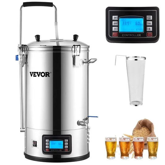 Electric Home Beer Brewing System 9.2 Gal 35 L All-in-One Brewing Pot with Pump Mash Boil Device Digital Panel Auto Manual Mode