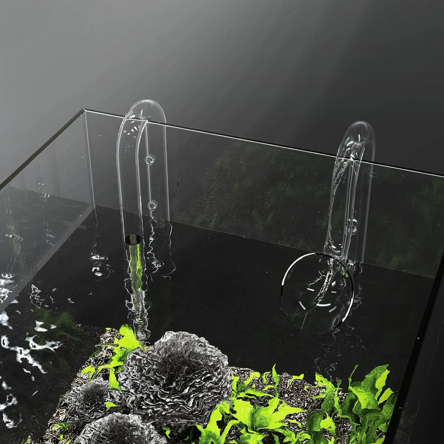 FZONE Aquarium Glass Lily Pipe Kit Inflow Outflow Brush