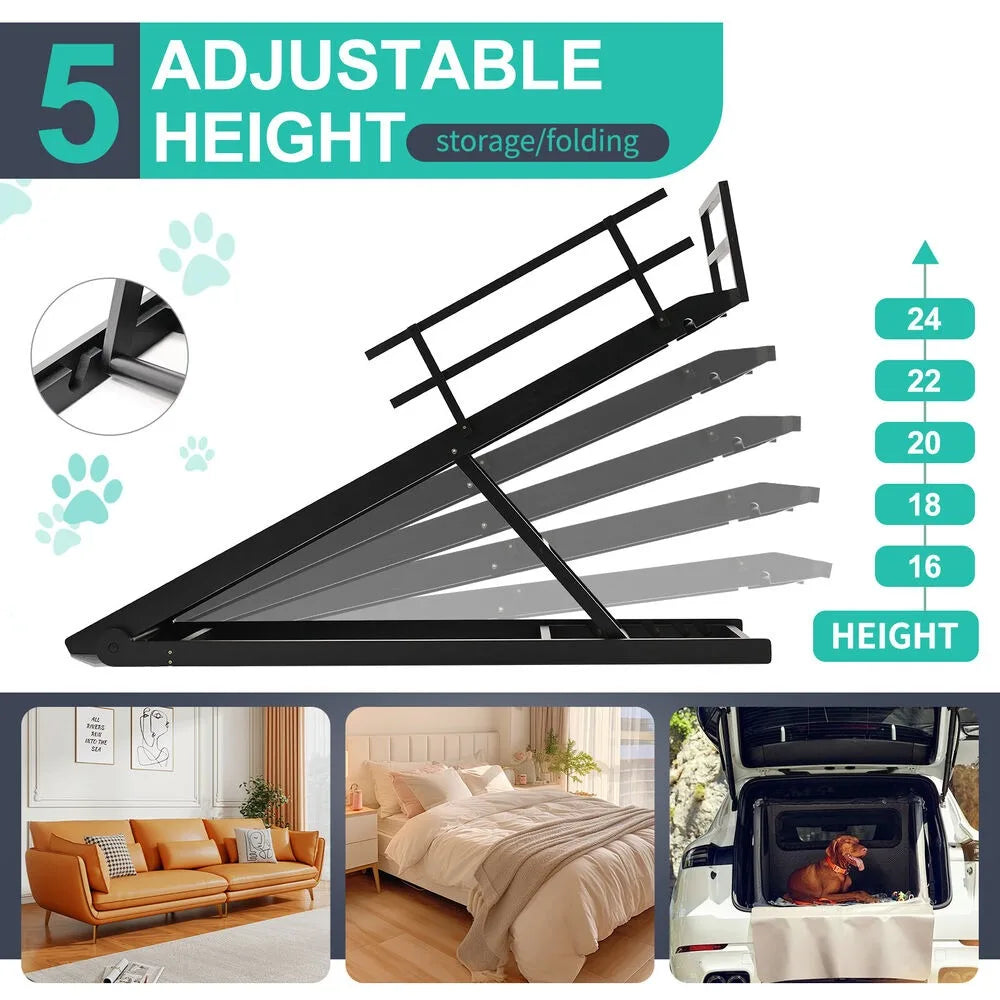 Foldable Dog Ramp For Bed Car Couch Truck Adjustable Height