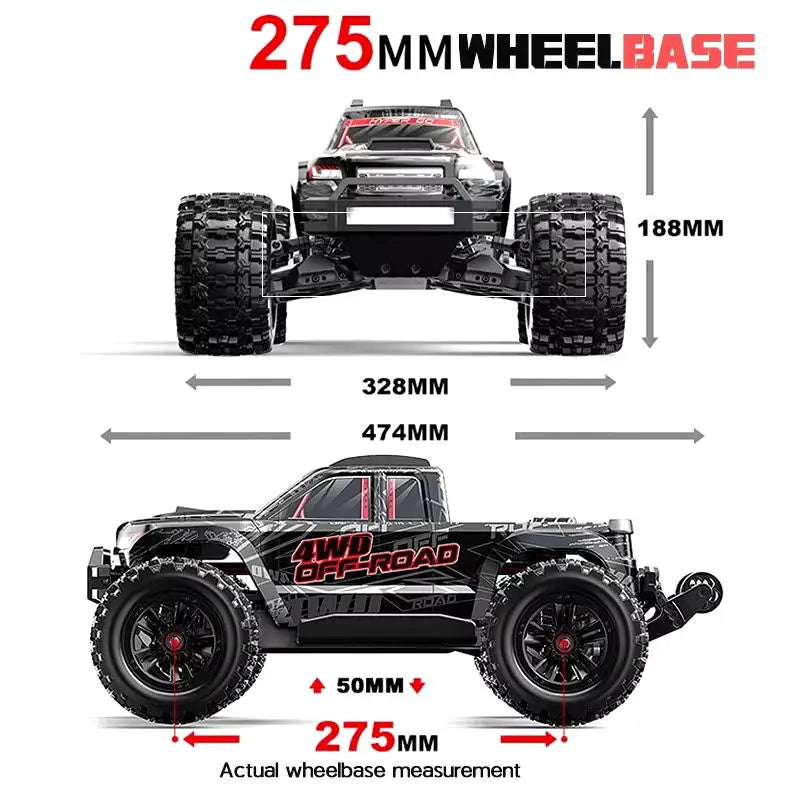 Hyper Go MJX 10208 V2 1/10 RC Car 4WD 60KM/H 80KM/H Brushless Off-Road Vehicle 2.4G Remote Control Drift Monster Truck RC Toys