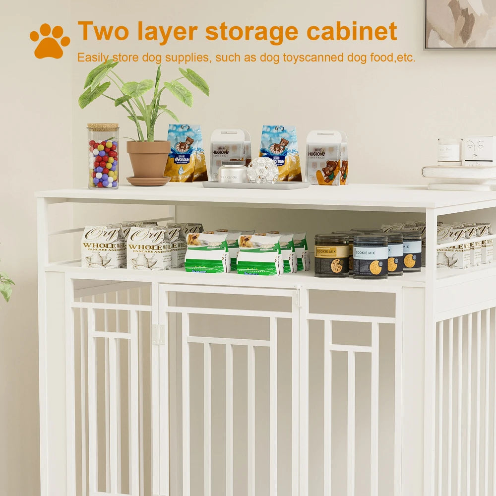 43.3 Inch Wooden Dog Crate With Divider And Double Doors