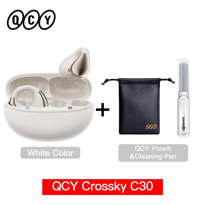 QCY Crossky C30 Earclip Wireless Earphones Bluetooth 5.4 Open Ear Sports TWS Earbuds Dual-Connection Headphone Clip-on Headset