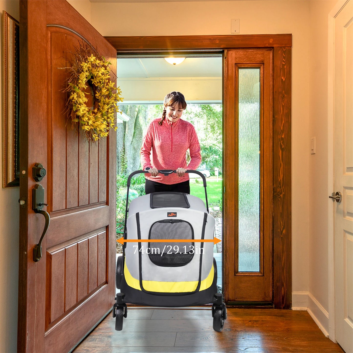 Folding Pet Stroller For Large Dogs With Universal Wheels