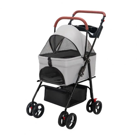 Folding Dog Stroller 4 Wheel Travel Carrier For Small Pets
