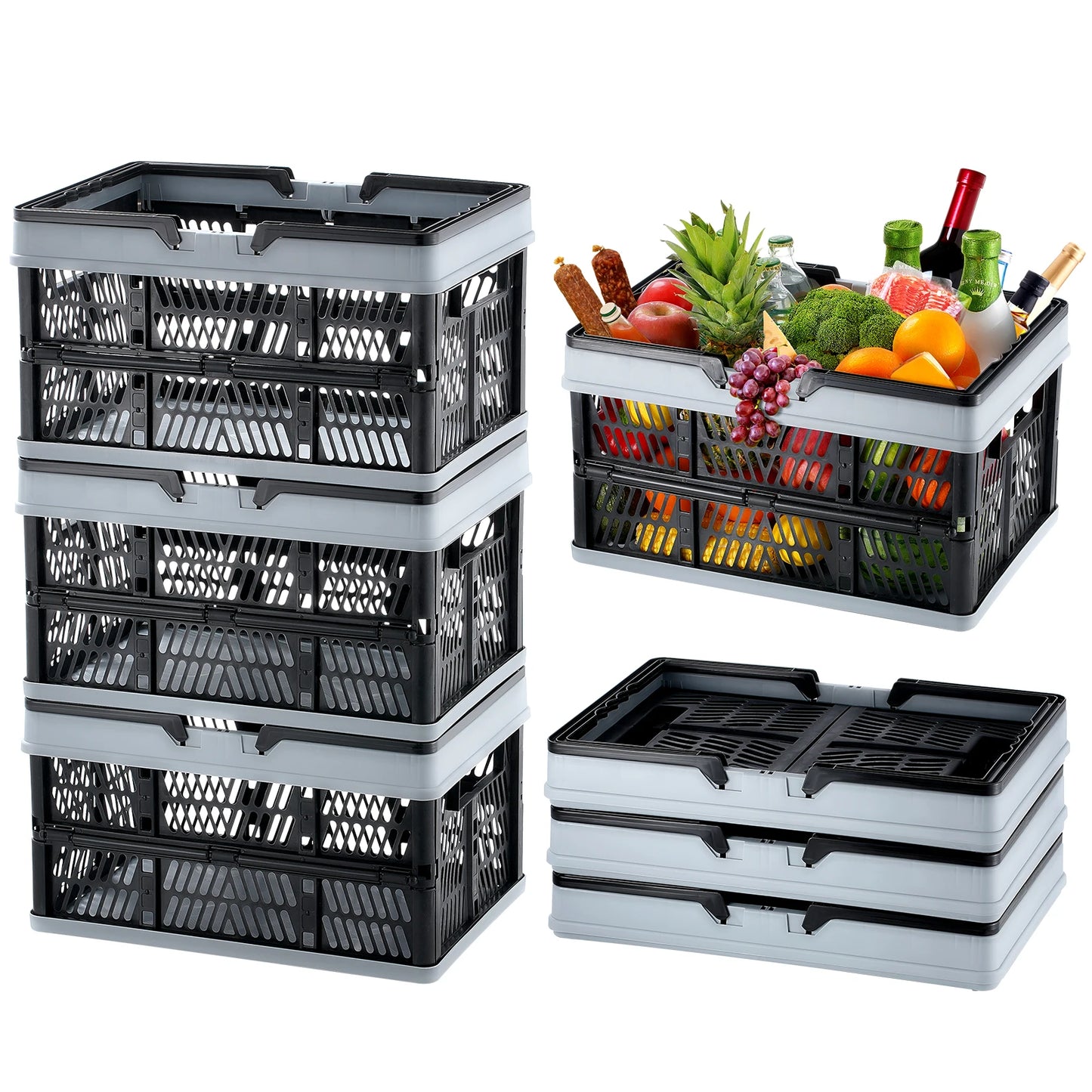 SucceBuy 3 Pack Foldable Storage Baskets For Kitchen