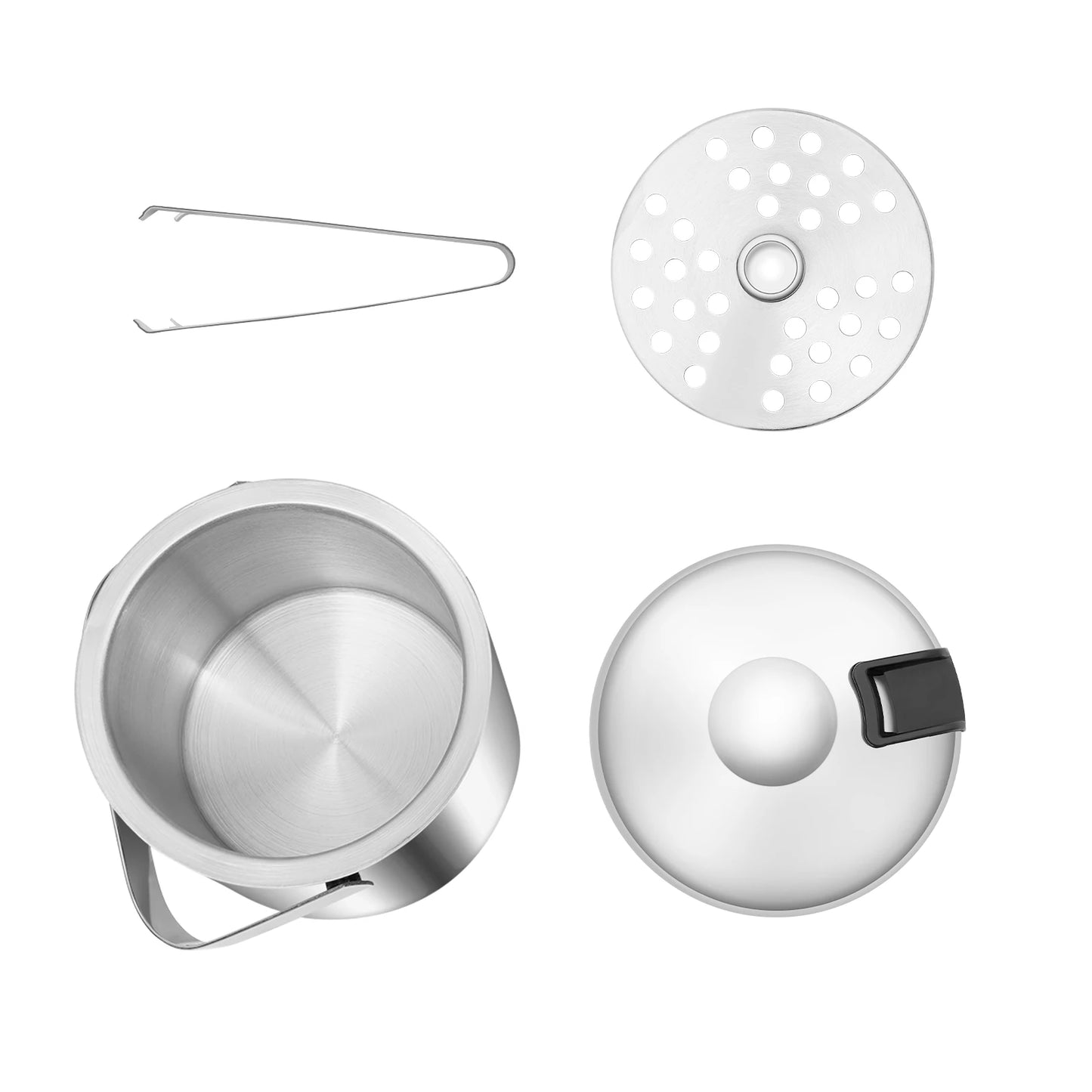 1.3L Portable Double-Walled Ice Bucket with Tongs Lid Stainless Steel Ice Cube Container For Wine/Drinking/Beer Cooler