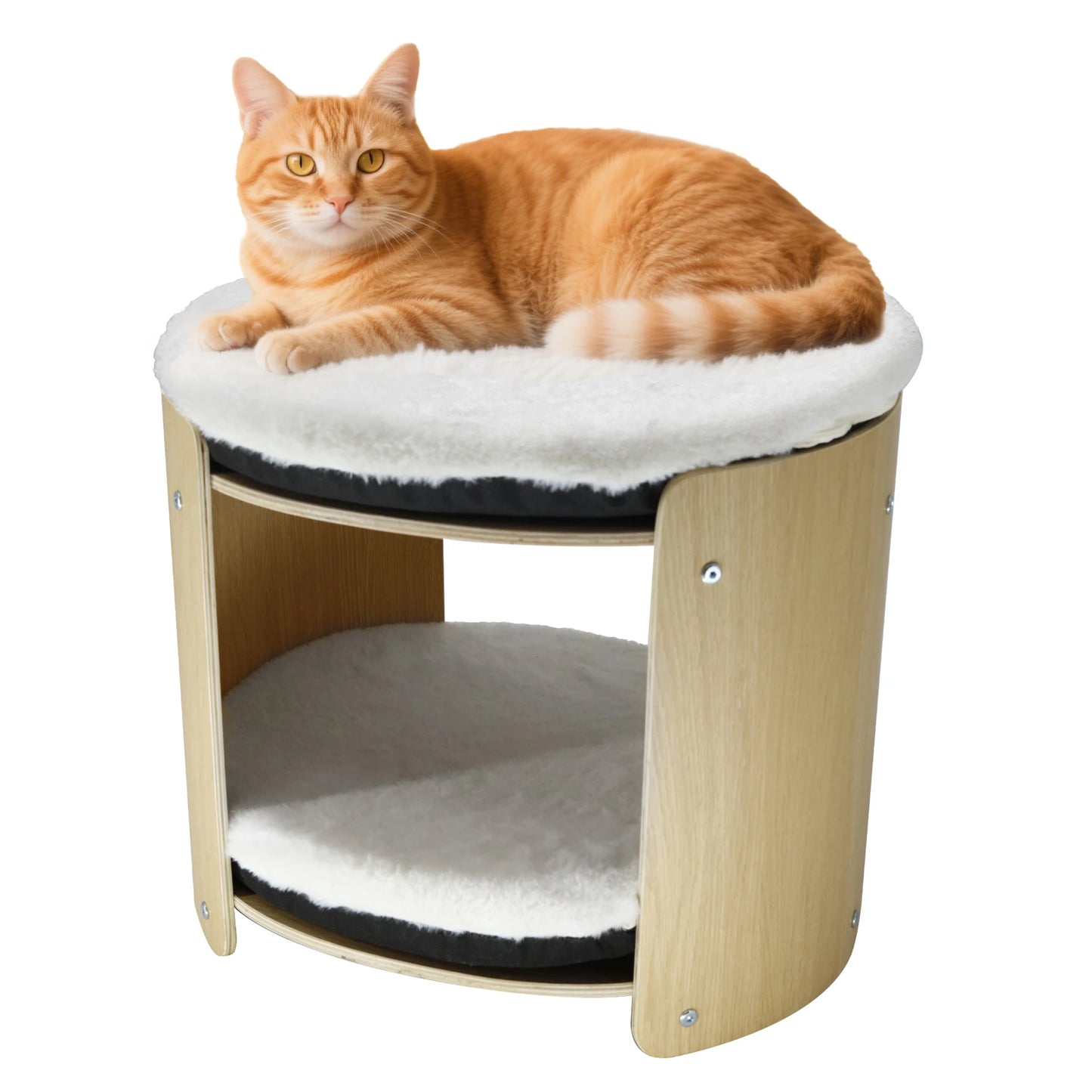 Elevated Indoor Cat Bed Two Tier Bamboo Cat Tree Mat