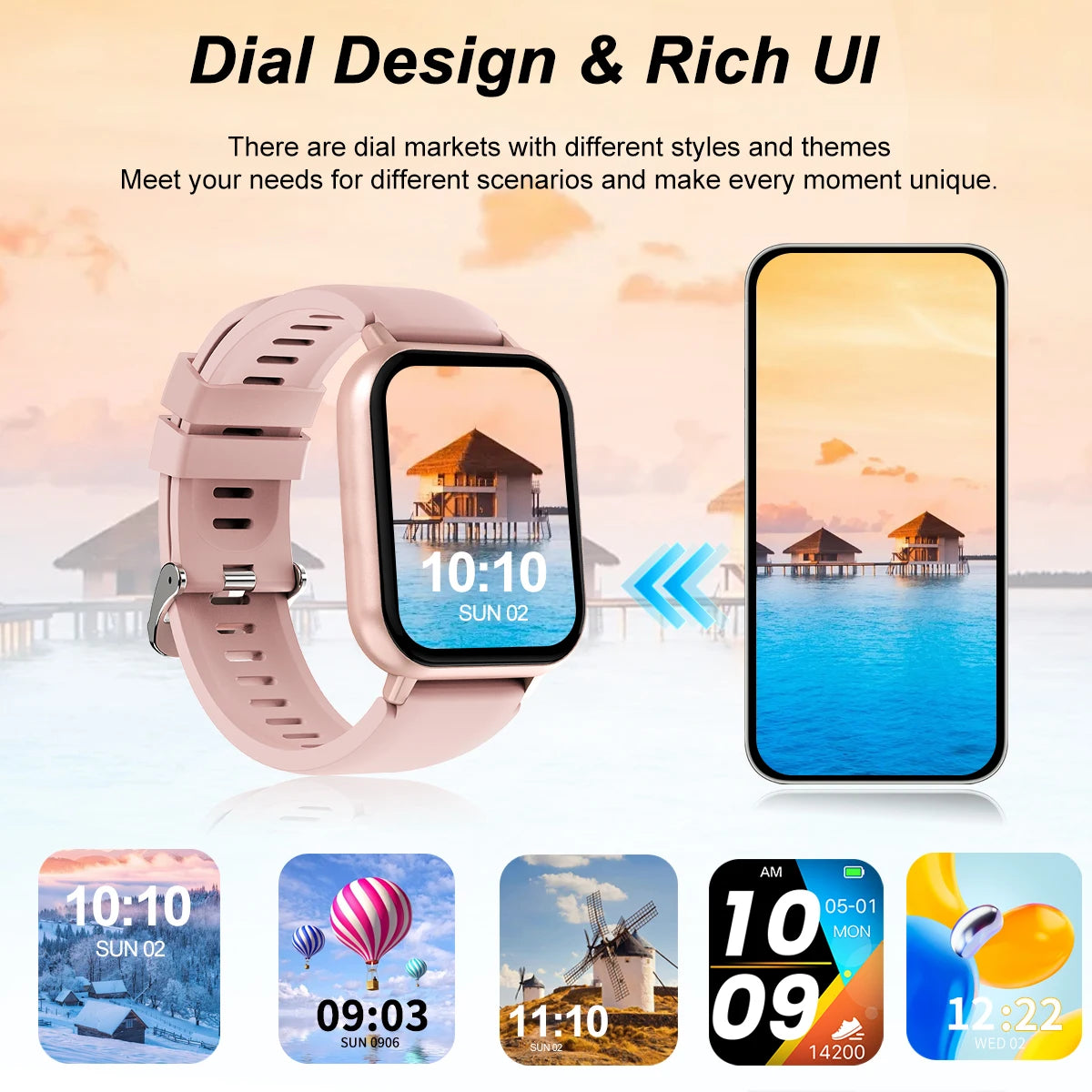 The fashionable smart watch has a full touch screen, can answer and make calls, and has message reminders and other functions. I