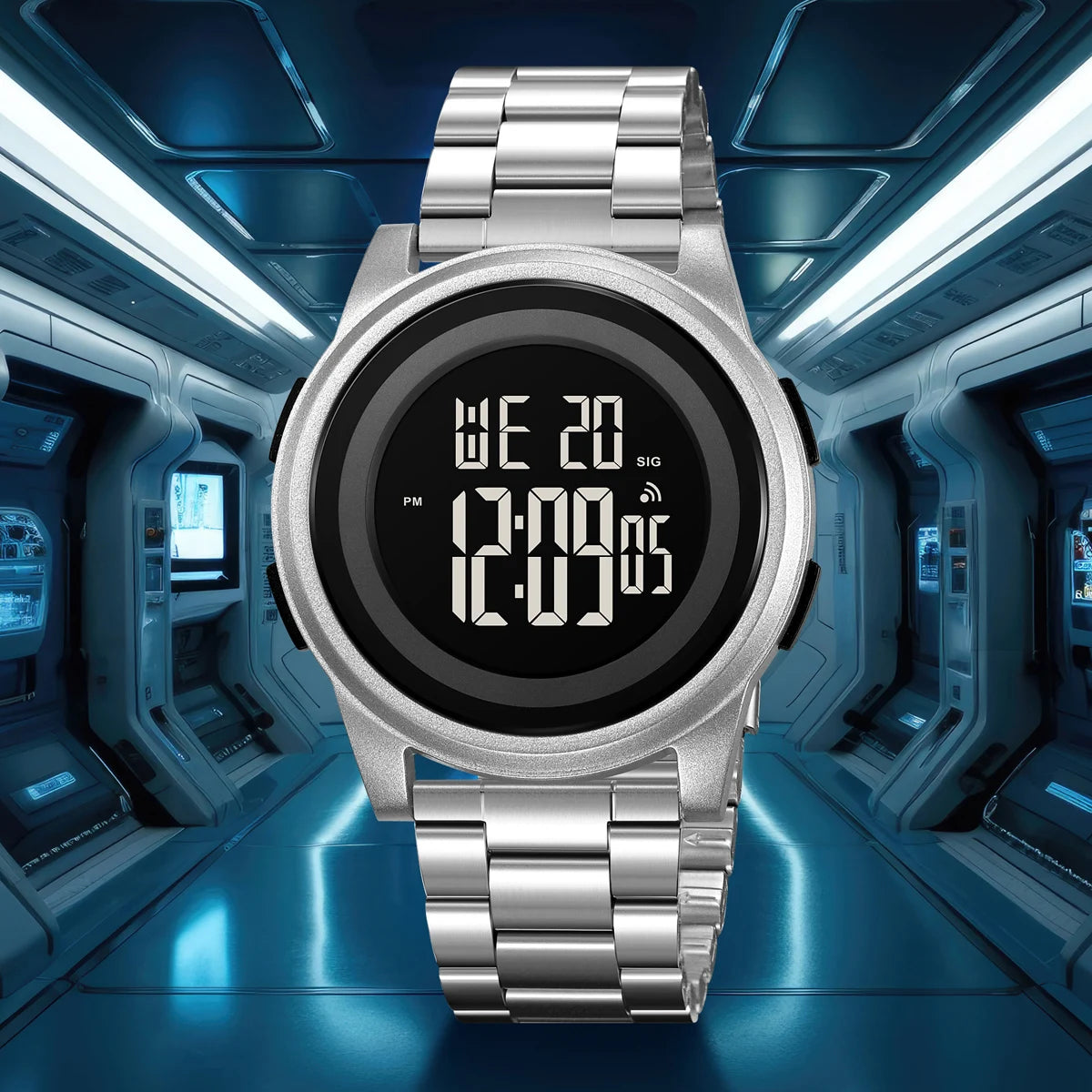 Led Digital Watches Men Sports 5Bar Waterproof Alloy Case