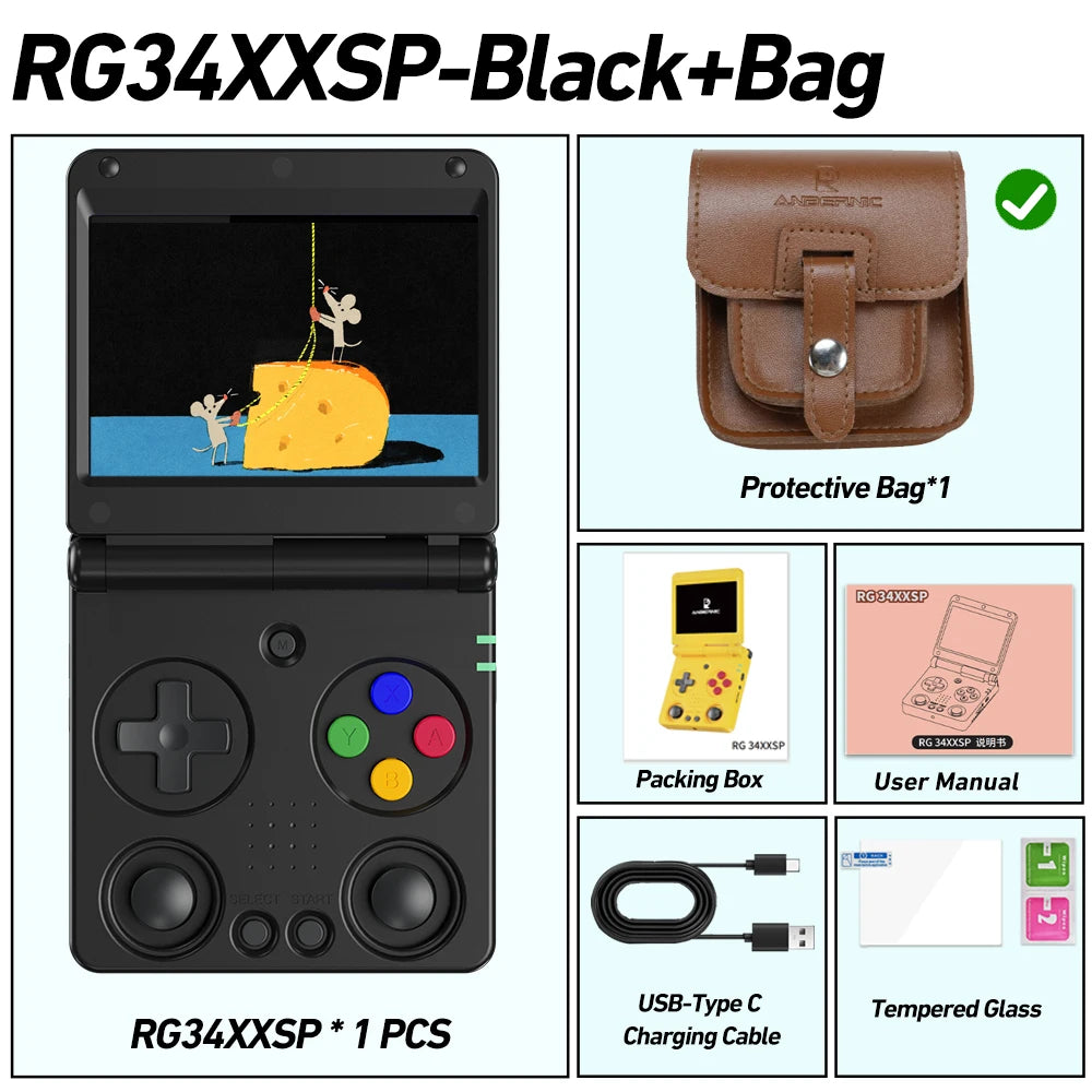 Anbernic RG34XXSP 3.4-Inch IPS Linux 64-bit Game Console H700 quad-core LPDDR4 2GB Retro Game Player HD-Connect To TV RG 34XXSP