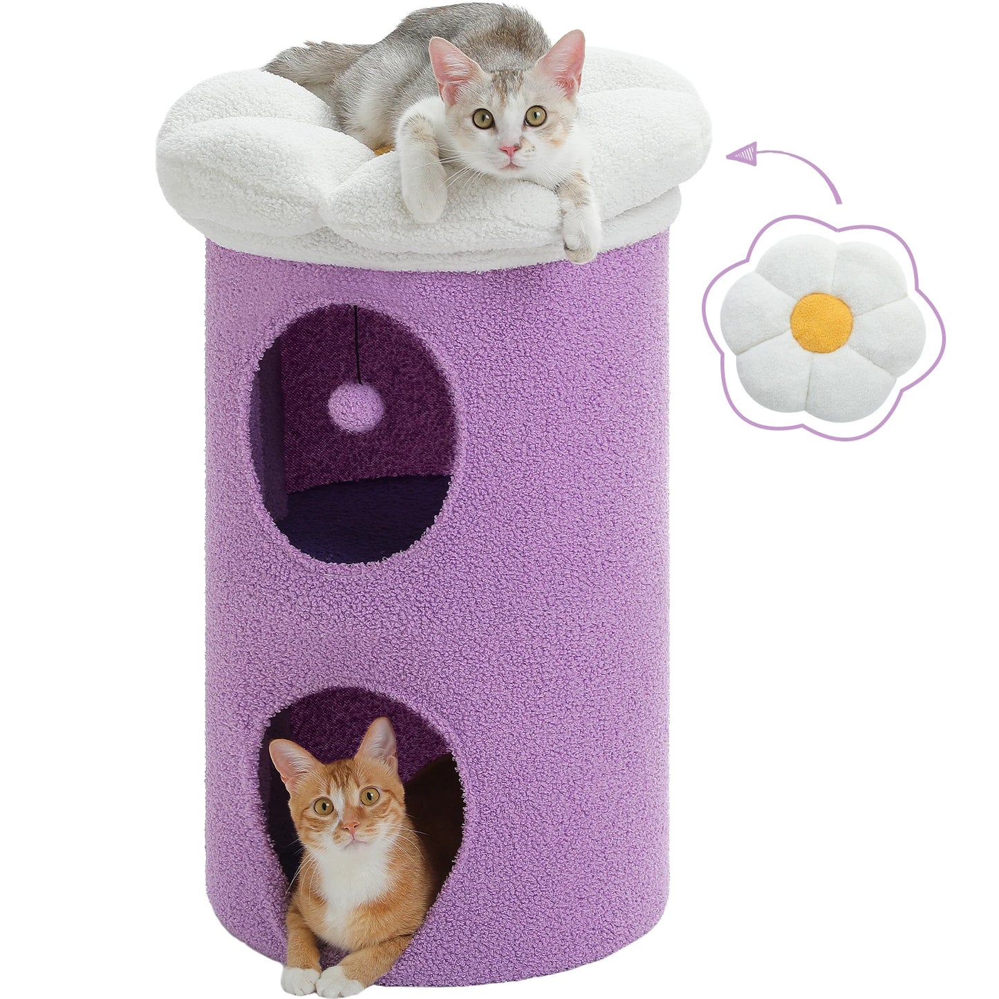Double Deck Cat House Cozy Condos With Flower Perch Indoor