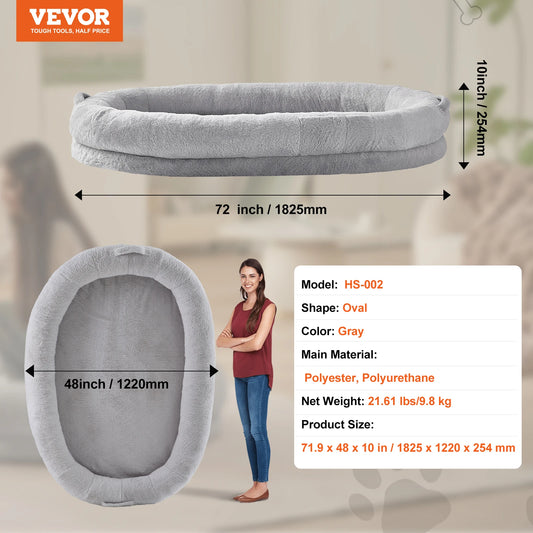 SucceBuy Human Dog Bed For Adults With Faux Rabbit Fur Cover