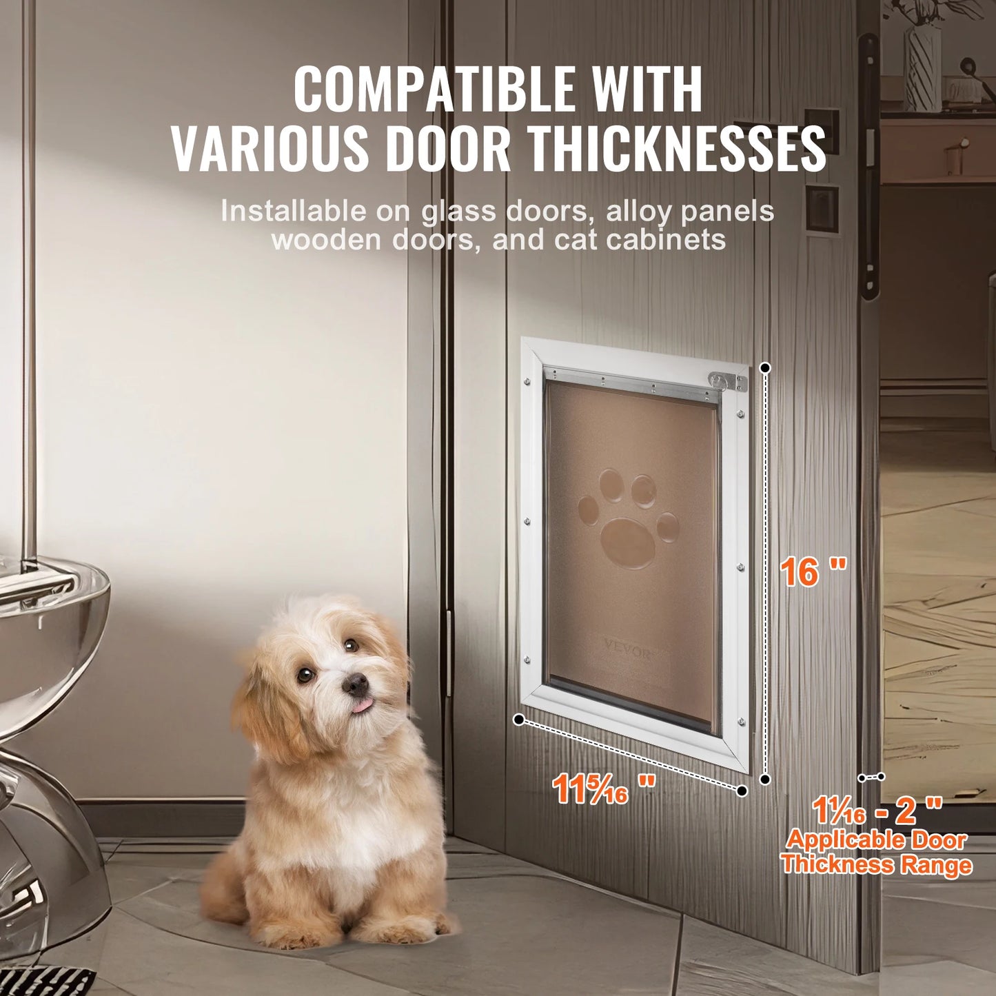 SucceBuy Aluminum Frame Pet Door with Lock and Flap