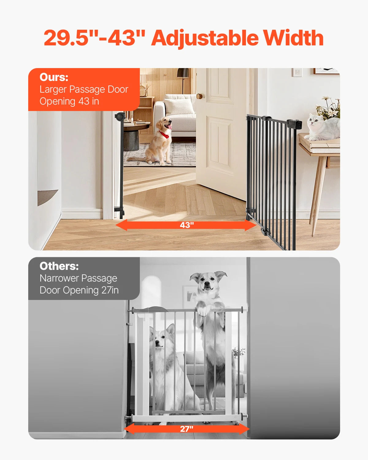 SucceBuy Adjustable Baby Gate 29.5 To 43 Inch Wide 28 High
