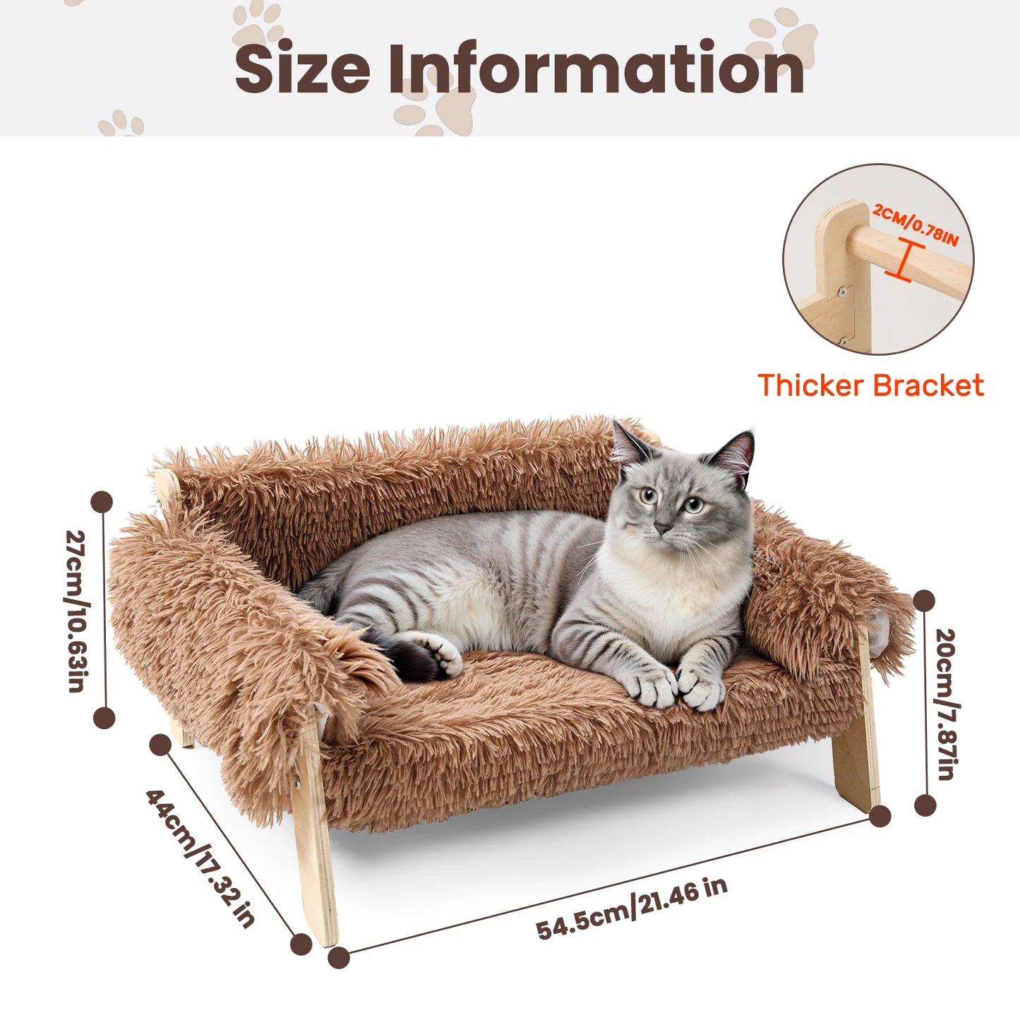 Raised Wooden Leg Cat Sofa Bed For Indoor Cats Comfort