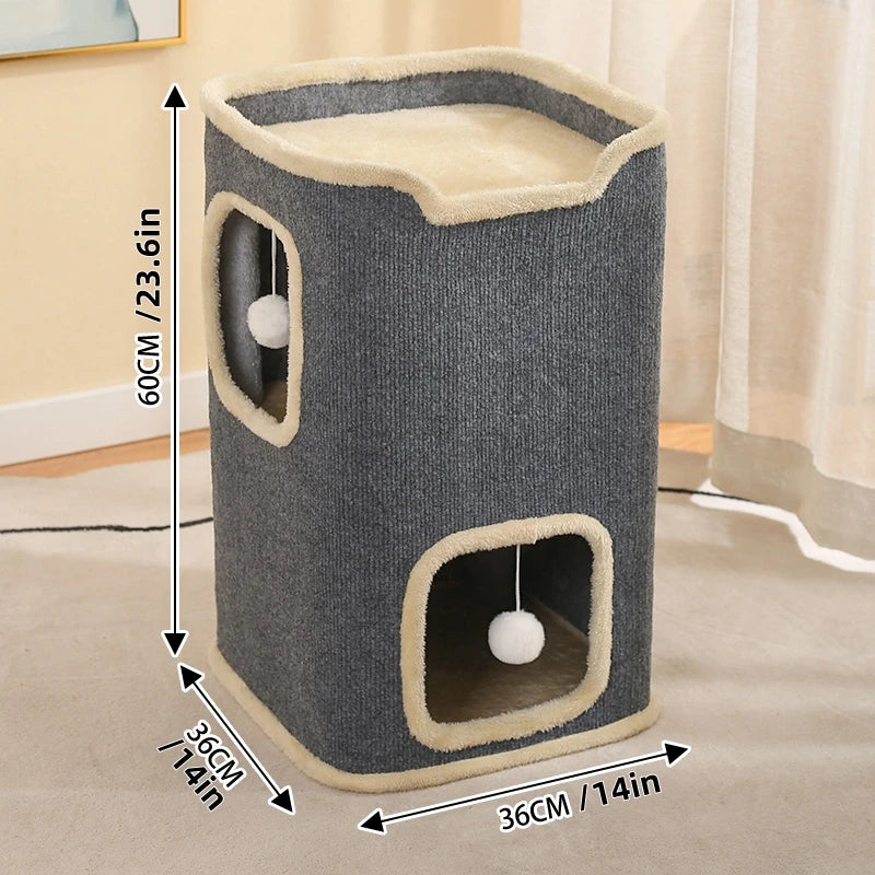 2 Layer Cat House With Nest For Indoor Cats Rectangular Cave