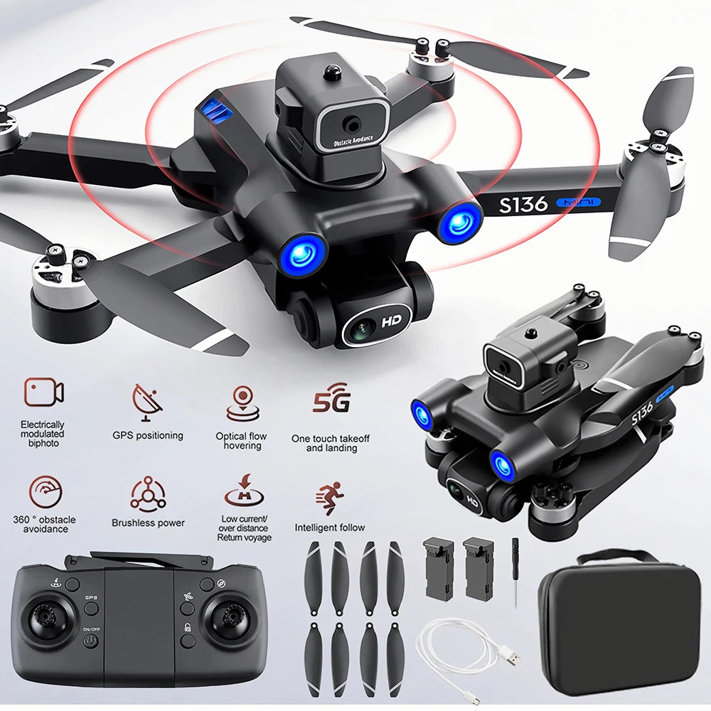 S136 8K ESC Dual Camera Aerial Photography RC Drone Spare Parts 3.7V 2000MAH Battery/Propeller/Arm/USB